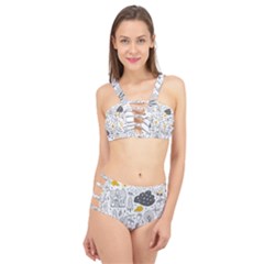 Doodle-seamless-pattern-with-autumn-elements Cage Up Bikini Set by Salman4z