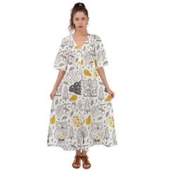 Doodle-seamless-pattern-with-autumn-elements Kimono Sleeve Boho Dress by Salman4z