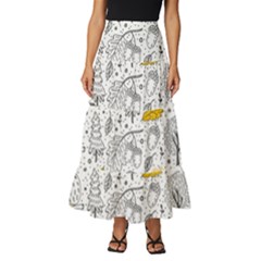 Doodle-seamless-pattern-with-autumn-elements Tiered Ruffle Maxi Skirt by Salman4z