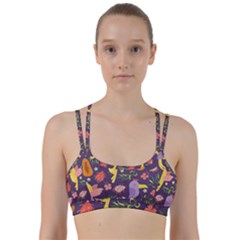 Exotic-seamless-pattern-with-parrots-fruits Line Them Up Sports Bra by Salman4z