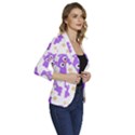 Purple-owl-pattern-background Women s One-Button 3/4 Sleeve Short Jacket View3