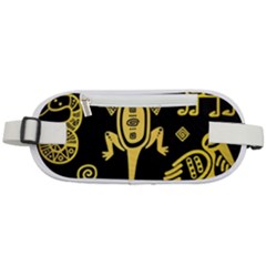 Mexican-culture-golden-tribal-icons Rounded Waist Pouch by Salman4z