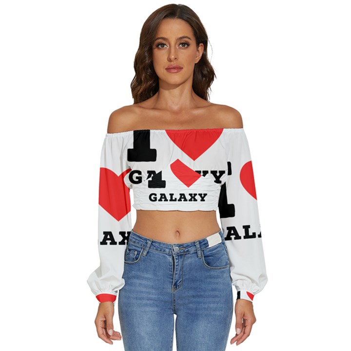 I love galaxy  Long Sleeve Crinkled Weave Crop Top