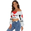 I love galaxy  Long Sleeve Crinkled Weave Crop Top View2