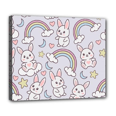 Seamless-pattern-with-cute-rabbit-character Deluxe Canvas 24  X 20  (stretched) by Salman4z