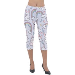 Seamless-pattern-with-cute-rabbit-character Lightweight Velour Capri Leggings  by Salman4z