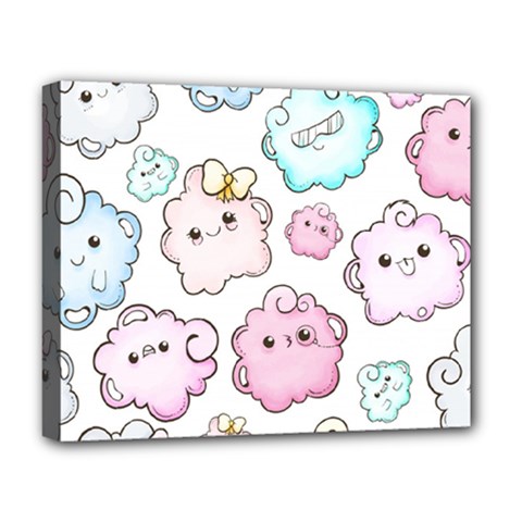 Cute-doodle-cartoon-seamless-pattern Deluxe Canvas 20  X 16  (stretched) by Salman4z