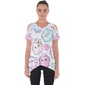 Cute-doodle-cartoon-seamless-pattern Cut Out Side Drop Tee View1