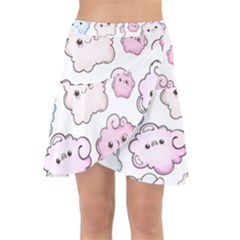 Cute-doodle-cartoon-seamless-pattern Wrap Front Skirt by Salman4z