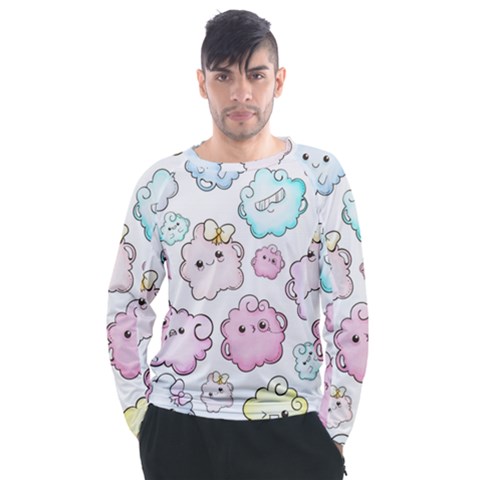 Cute-doodle-cartoon-seamless-pattern Men s Long Sleeve Raglan Tee by Salman4z