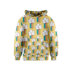 Smile-cloud-rainbow-pattern-yellow Kids  Pullover Hoodie by Salman4z