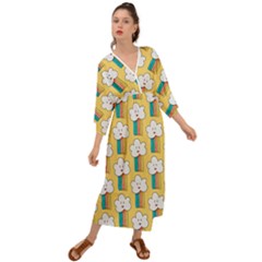 Smile-cloud-rainbow-pattern-yellow Grecian Style  Maxi Dress by Salman4z