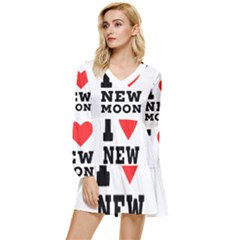 I Love New Moon Tiered Long Sleeve Mini Dress by ilovewhateva