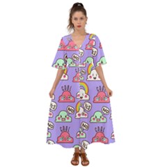 Cloud-seamless-pattern -- Kimono Sleeve Boho Dress by Salman4z