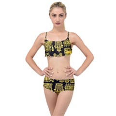 American-golden-ancient-totems Layered Top Bikini Set by Salman4z