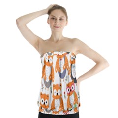 Cute-colorful-owl-cartoon-seamless-pattern Strapless Top by Salman4z