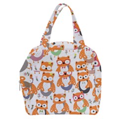 Cute-colorful-owl-cartoon-seamless-pattern Boxy Hand Bag by Salman4z