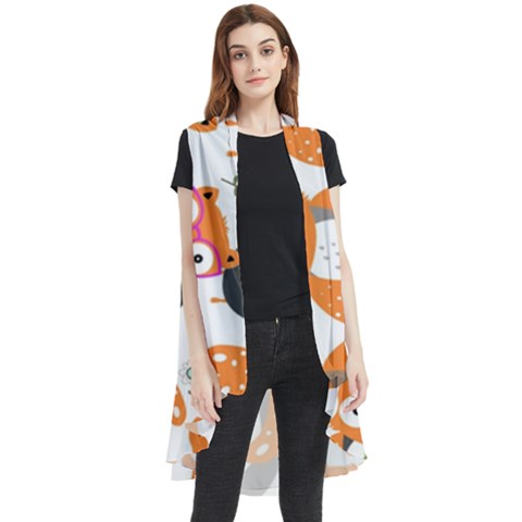 Cute-colorful-owl-cartoon-seamless-pattern Sleeveless Chiffon Waistcoat Shirt by Salman4z