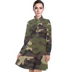 Texture-military-camouflage-repeats-seamless-army-green-hunting Long Sleeve Chiffon Shirt Dress by Salman4z