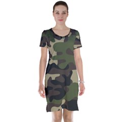 Texture-military-camouflage-repeats-seamless-army-green-hunting Short Sleeve Nightdress by Salman4z