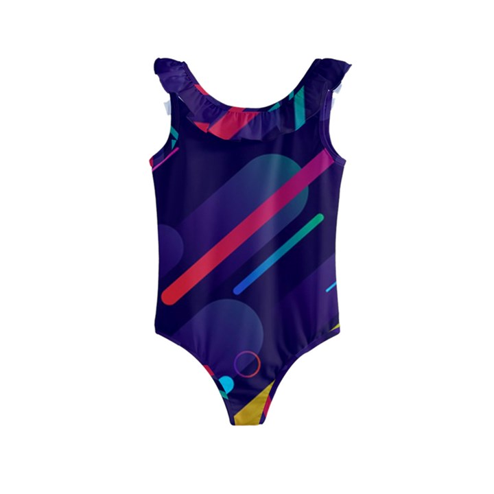 Colorful-abstract-background Kids  Frill Swimsuit