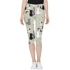 Cute-cat-seamless-pattern Inside Out Lightweight Velour Capri Leggings  by Salman4z