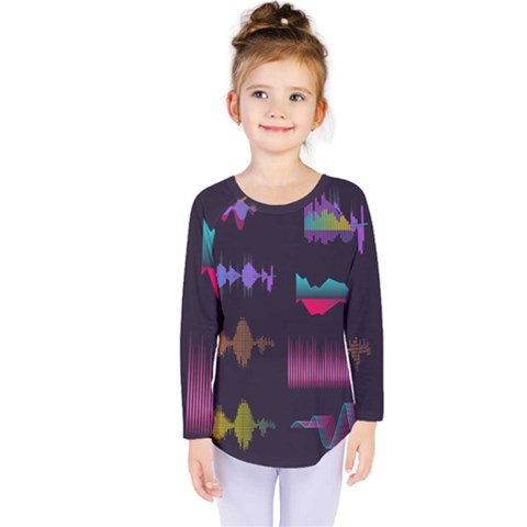 Colorful-sound-wave-set Kids  Long Sleeve Tee by Salman4z