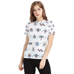 Insects-icons-square-seamless-pattern Women s Short Sleeve Rash Guard by Salman4z