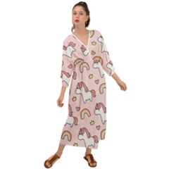 Cute-unicorn-rainbow-seamless-pattern-background Grecian Style  Maxi Dress by Salman4z