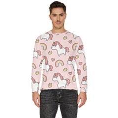 Cute-unicorn-rainbow-seamless-pattern-background Men s Fleece Sweatshirt by Salman4z