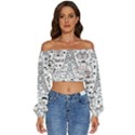 Big-collection-with-hand-drawn-objects-valentines-day Long Sleeve Crinkled Weave Crop Top View1