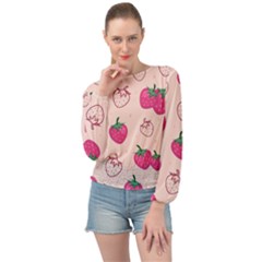 Seamless-strawberry-fruit-pattern-background Banded Bottom Chiffon Top by Salman4z