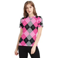 Seamless-argyle-pattern Women s Short Sleeve Rash Guard by Salman4z