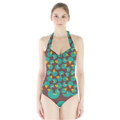 Vector Illustration Seamless Pattern With Cartoon Duck Halter Swimsuit by pakminggu