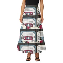 Music Symbols Rock Music Seamless Pattern Tiered Ruffle Maxi Skirt by pakminggu