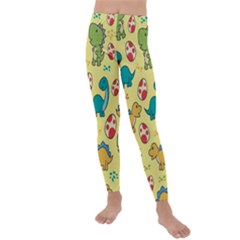 Seamless Pattern With Cute Dinosaurs Character Kids  Lightweight Velour Leggings by pakminggu