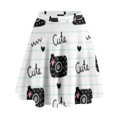 Cute Cameras Doodles Hand Drawn High Waist Skirt by pakminggu