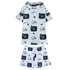 Cute Cameras Doodles Hand Drawn Kids  Swim Tee And Shorts Set by pakminggu