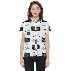 Cute Cameras Doodles Hand Drawn Short Sleeve Pocket Shirt by pakminggu