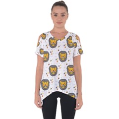 Lion Heads Pattern Design Doodle Cut Out Side Drop Tee by pakminggu