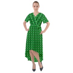 Green Christmas Tree Pattern Background Front Wrap High Low Dress by pakminggu