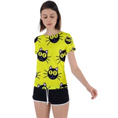 Cats Heads Pattern Design Back Circle Cutout Sports Tee by pakminggu