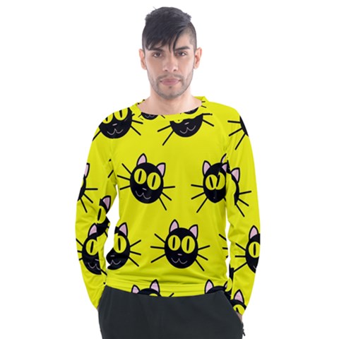 Cats Heads Pattern Design Men s Long Sleeve Raglan Tee by pakminggu