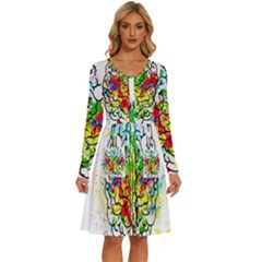 Brain Mind Psychology Idea Hearts Long Sleeve Dress With Pocket by pakminggu