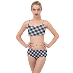 Background Black Board Checker Checkerboard Layered Top Bikini Set by pakminggu