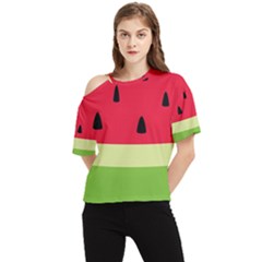 Watermelon Fruit Food Healthy Vitamins Nutrition One Shoulder Cut Out Tee by pakminggu