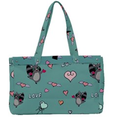 Raccoon Texture Seamless Scrapbooking Hearts Canvas Work Bag by pakminggu