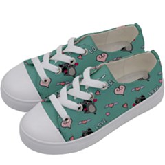 Raccoon Texture Seamless Scrapbooking Hearts Kids  Low Top Canvas Sneakers by pakminggu