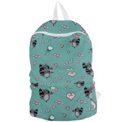 Raccoon Texture Seamless Scrapbooking Hearts Foldable Lightweight Backpack by pakminggu