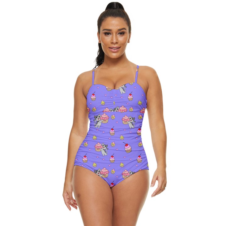 Art Pattern Design Seamless Scrapbooking Retro Full Coverage Swimsuit